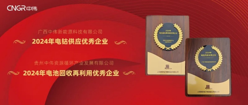 中偉股份榮獲Mysteel2024“電鈷供應優秀企業”與“電池回收再利用優秀企業” 中偉股份榮獲Mysteel2024“電鈷供應優秀企業”與“電池回收再利用優秀企業”